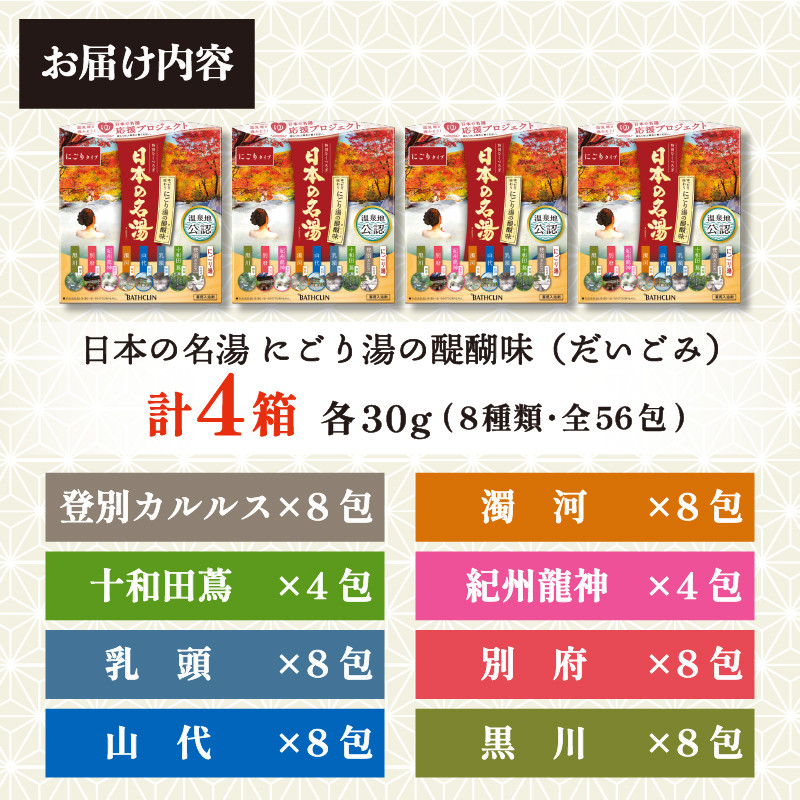 入浴剤 バスクリン 日本の名湯 にごり湯の醍醐味 4個 疲労 回復 SDGs お風呂 温泉 日用品 バス用品 温活 冷え性 改善