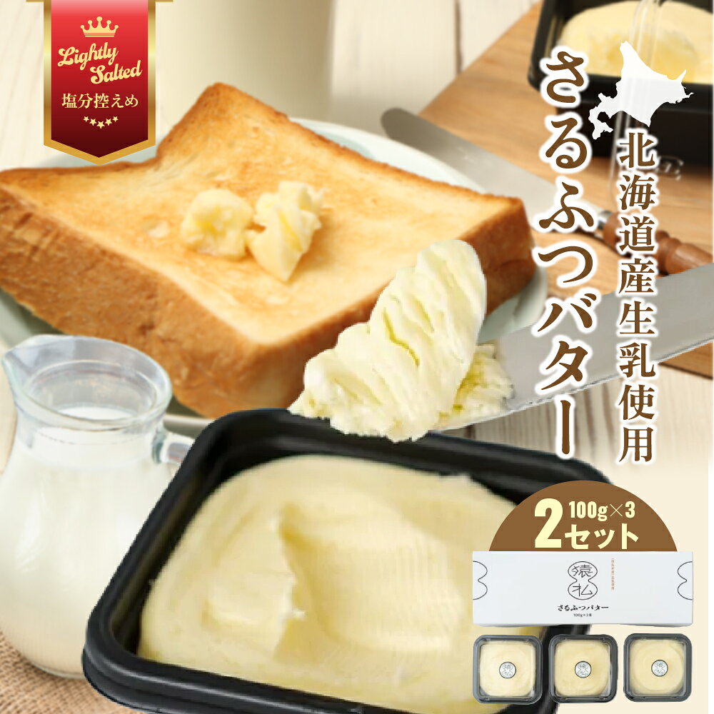 バター 北海道 塩分控えめ さるふつバター 600g 北海道産 （100g × 3個 × 2箱 ）生乳 使用 ギフト パン 猿払 猿払村 ふるさと納税