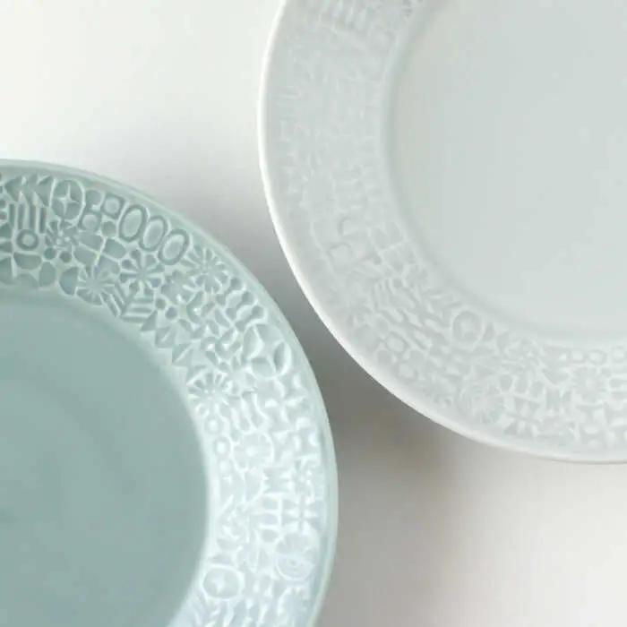 【波佐見焼】PATTERNED PLATE ペア 2色セット squall gray＋morning mist 食器 皿 【BIRDS' WORDS】 [CF009]  波佐見焼