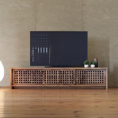 ふるさと納税 大川市 テレビボード　古都　3枚引戸　Hタイプ　琥珀色　174x45x39　大川市　WAプラス