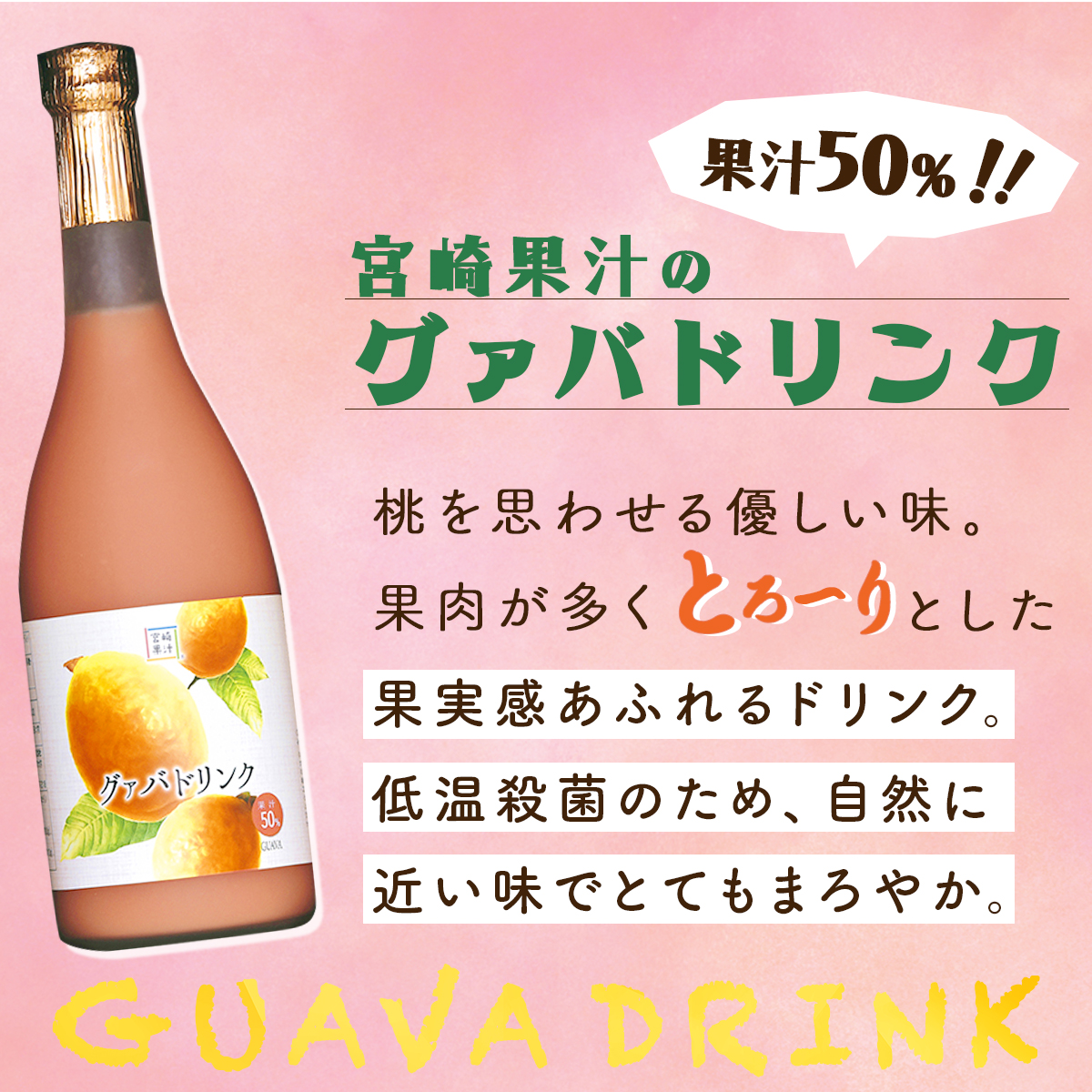 KU107 【定期便・全3回】とろーり果実感！グァバ・マンゴードリンク２本セット(各720ml×2本)×3回 【宮崎果汁】