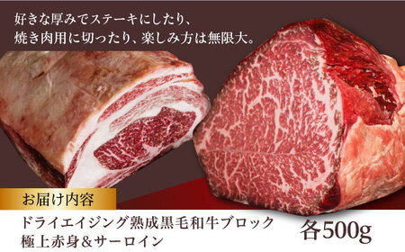 ギフト対応 【ふるさと納税限定】あなただけのドライエイジング熟成黒毛和牛ブロック（極上赤身＆サーロイン）1kg 大阪府高槻市/株式会社ＭＡＲＢＬＡＮＣ[AOAS016]