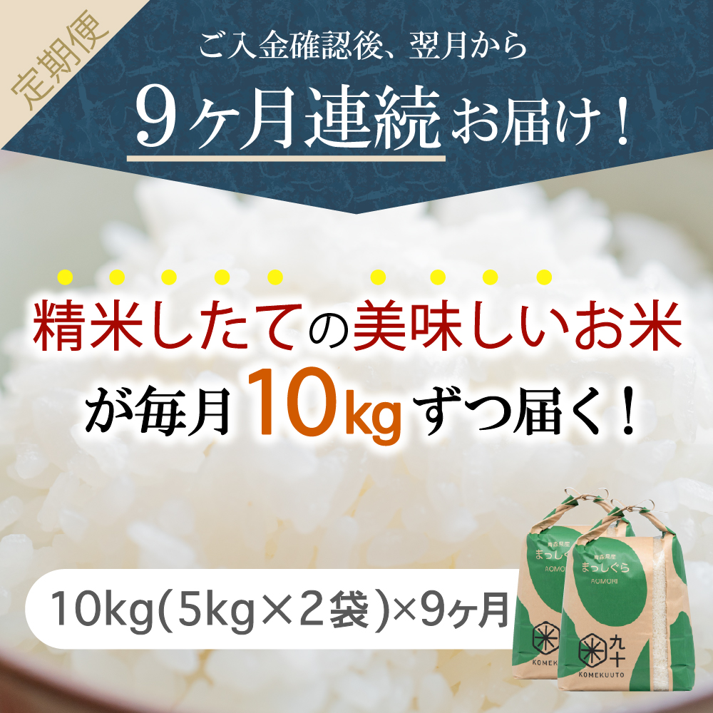 【定期便9ヶ月】令和7年産 米 10kg まっしぐら 青森県産 （精米・5kg×2）