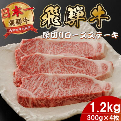 【ふるさと納税】飛騨牛 最高5等級厚切りロースステーキ1.2kg(300g×4枚) (焼肉・BBQ 用)【配送不可地域：離島】【1746404】