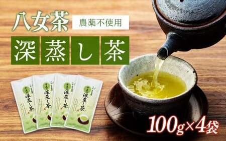 【年6回定期便】八女茶 　深蒸し茶400g　農薬不使用（2ヵ月に1回発送）　100-T002