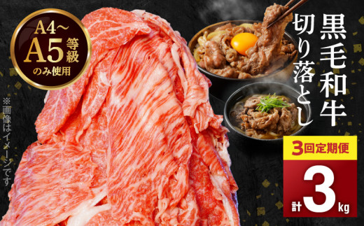 S001-001-T03_04_【定期便3回】A4～A5等級 黒毛和牛 切り落とし1kg（500g×2P）3か月連続お届け【2026年4月発送開始】