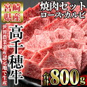 【ふるさと納税】高千穂牛 焼き肉セット(ロース・カルビ各400g)国産 宮崎県産 宮崎牛 牛肉 焼肉 ロース カルビ 霜降り A4 和牛 ブランド牛【MT014】【JAみやざき 高千穂牛ミートセンター】