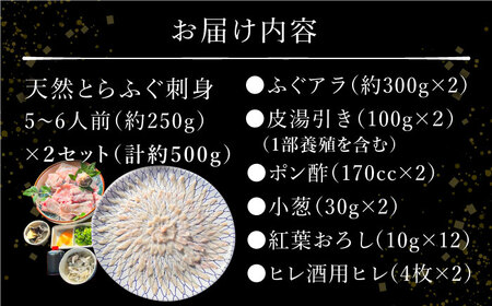 【2024年3月下旬〜発送】南島原産 天然 とらふぐ 刺身 5~6人前 ×2 Wセット(2箱)/ ふぐ 南島原市 / 大和庵[SCJ020]