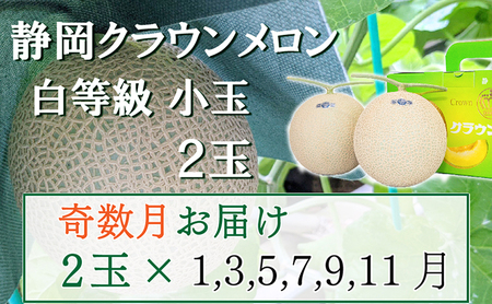 クラウンメロン 並(白等級) 小玉 静岡県産 クラウンメロン【1.1kg前後 2玉】【奇数定期便】