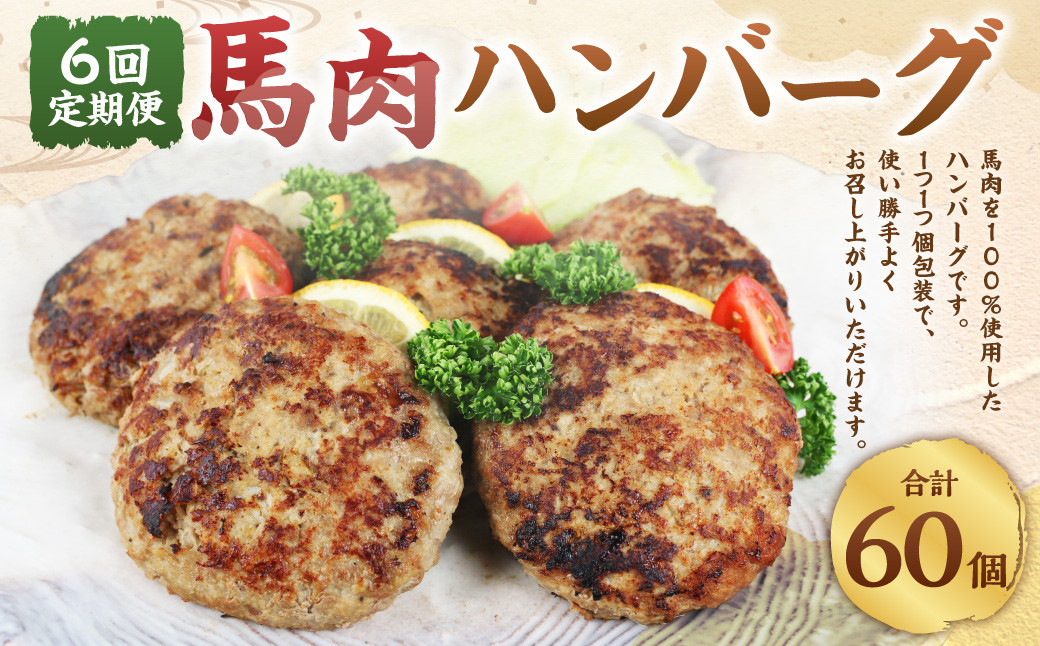 
【定期便 6回】馬肉 ハンバーグ 150g×10個 計9kg C39Z6
