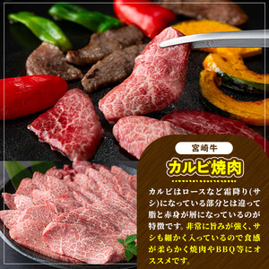 宮崎牛 カルビ焼肉(1kg・500g×2P) 牛肉 肉 ブランド牛  冷凍 国産 精肉 お取り寄せ 黒毛和牛 宮崎県 BBQ【LJ011】【レグセントジョイラー株式会社】