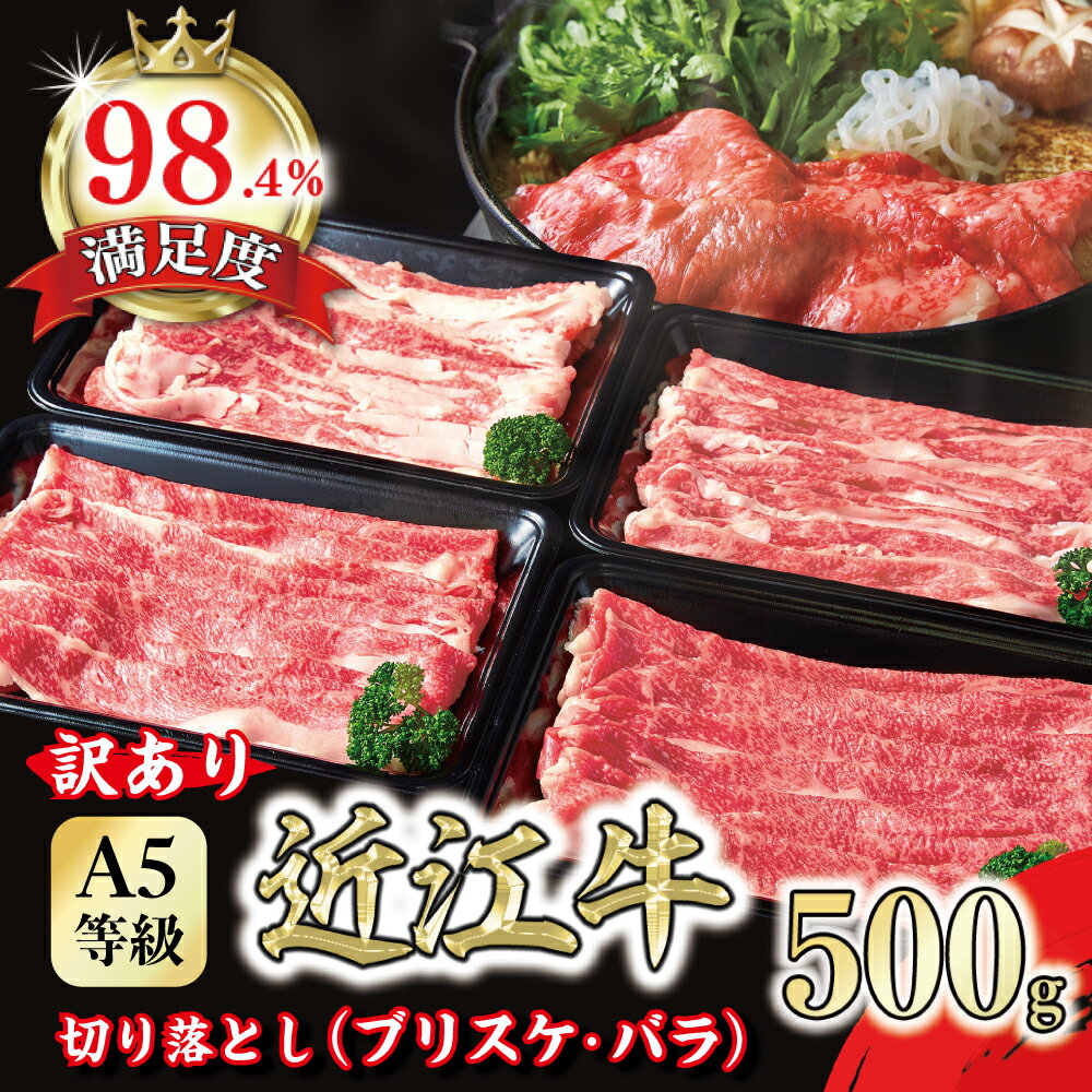 【ふるさと納税】【訳あり】A5 近江牛 切り落とし スライス 食べ比べ ブリスケ＆バラ 500g 近江牛 国産 牛肉 近江フードJAPAN 冷凍