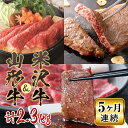 【ふるさと納税】米沢牛・山形牛5ヶ月連続で届けますコース 2.3kg 肉 定期便 米沢牛 山形牛 赤身切落し ロースステーキ 薄切り ロース すき焼 焼肉セット 送料無料 ふるさと納税 F2Y-2237