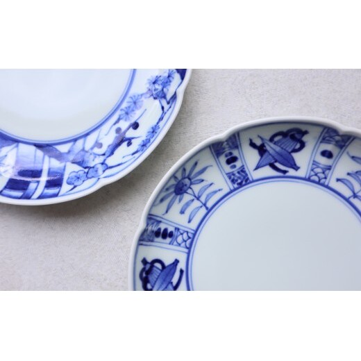 有田焼 染付八方割和皿 2枚 セット 【まるふく】食器 器 うつわ 染付 大皿 プレート お正月 2枚 ペアセット A35-725_イメージ2
