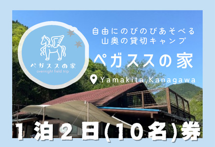 貸切キャンプ！八丁やまめつかみ取り＋薪サービス・ペガススの家【１泊２日・10名】宿泊券【 宿泊 宿泊券 体験 チケット 旅行 キャンプ アウトドア 神奈川県 山北町 】