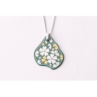 ふるさと納税 京都市 【中嶋象嵌】ナシ型ペンダント〈グリーン〉 |  | 01