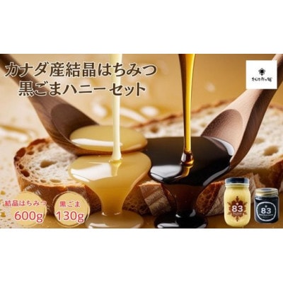 カナダ産結晶はちみつ600gと黒ごまハニー130gセット【1673153】