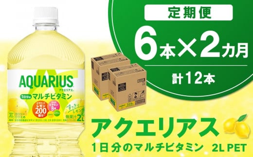 【2か月定期便】アクエリアス 1日分のマルチビタミン PET 2L(6本×2回)【アクエリ スポーツ飲料 夏バテ予防 水分補給 ビタミン補給 ビタミンC ミネラル クエン酸 2L 2リットル ペットボトル ペット スポーツ イベント】K090413