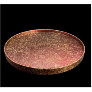 木製 丸トレイ 乱糸 (マット仕上げ) 赤溜