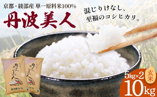 京都府産 「丹波美人」 玄米 10kg（5kg×2） | 米 お米 玄米 ごはん おこめ 国産 10キロ 京都府 綾部市