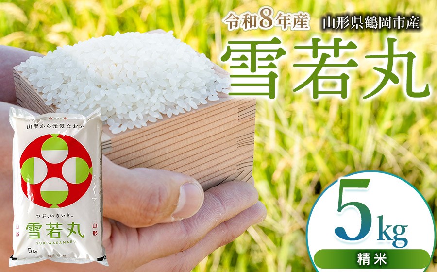 
                  【令和8年産 新米】 馬町さくらファームの雪若丸 精米 5kg（5kg×1袋） 山形県鶴岡市 K-832　| 米 ゆきわかまる お米 5キロ コメ こめ ご飯 ごはん ブランド米 米どころ 庄内米 国産 美味しい お取り寄せ 農家直送 お弁当 おにぎり おすすめ 人気 返礼品
                
