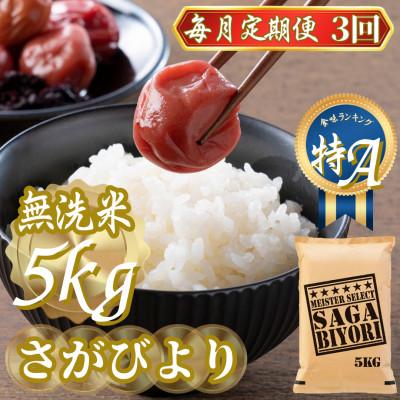 ふるさと納税 吉野ヶ里町 【毎月定期便】【無洗米さがびより5kg】(吉野ヶ里町)全3回