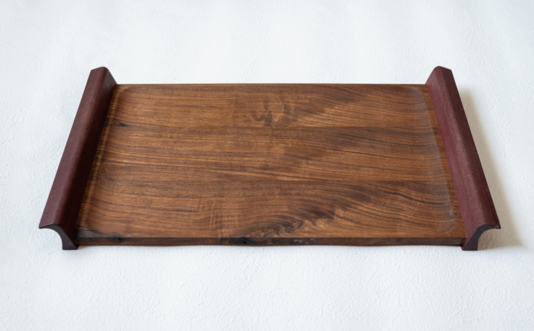 ウォールナット トレイ 幅:40cm 奥行き:25cm 高さ:1.2cm 重さ:1.5kg パープルハート 木製 おぼん お盆 トレー ウッド キッチン用品 インテリア シンプル ギフト 贈り物 プレ