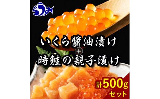 【2024年7月発送】知床羅臼産 時鮭（ときしらず）の親子漬け・醤油いくらセット（計500g）イクラ しょうゆ漬け 秋サケ さけ 海鮮 魚介 北海道 詰め合わせ 生産者 支援 応援