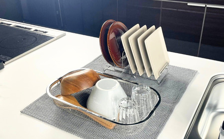 すっきり暮らすセット（浅型+ディッシュラック） 水切りかご ステンレス 食洗機対応 燕三条製 [ビーワーススタイル] 【012S151】