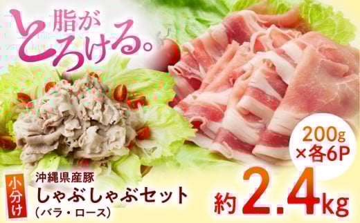 沖縄県産豚肉 しゃぶしゃぶセット (バラ・ロース) 計2.4kg (200g×各6P) 豚バラ 豚ロース スライス しゃぶしゃぶ 小分け 沖縄市 / 宮城ふぁーむ [BCAJ004]