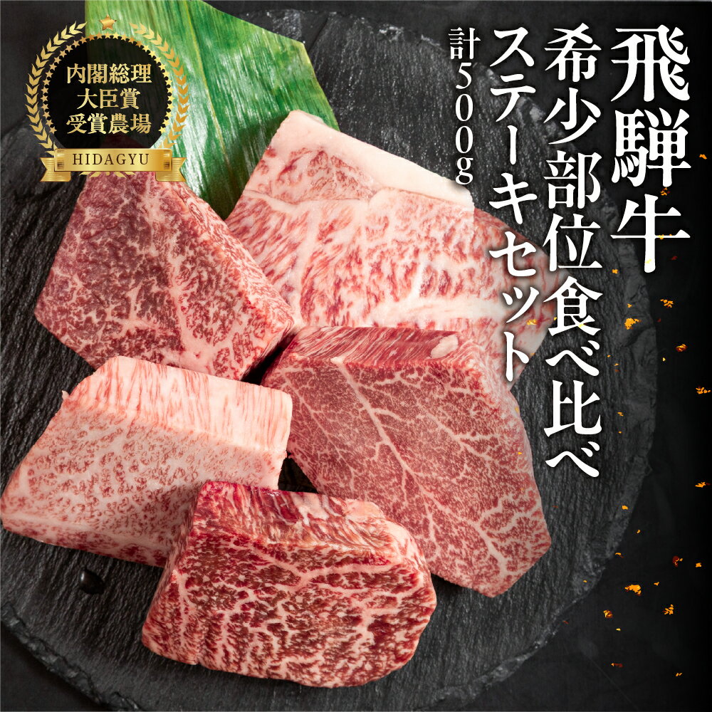 【ふるさと納税】飛騨牛 希少部位食 5種 食べ比べステーキセット（各100g）計500g （サーロイン・ヒレ・ランプ・イチボ・トモサンカク）牛肉 ブランド牛 お肉 肉 牛 おすすめ ステーキ 飛騨萩原畜産 【真空冷凍】