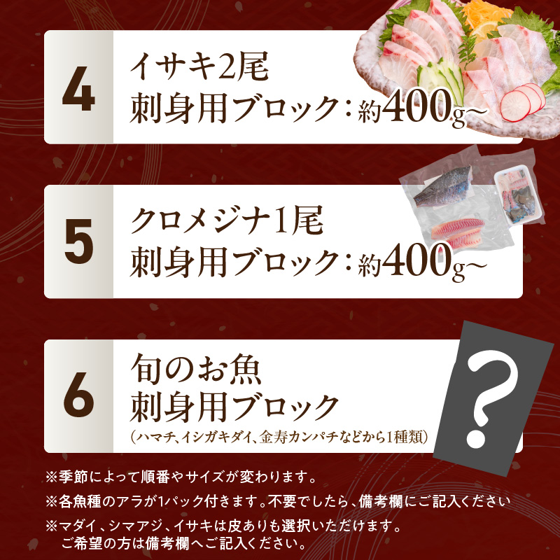 【6ヶ月定期便】(冷蔵)結城水産のお魚勢ぞろい！お刺身用ブロック N015-YF092