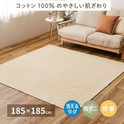 ふるさと納税 泉大津市 日本製　丸洗いOK　綿100%(表面)　カーペット　1枚　約185×185cm　350119001