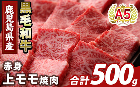 K-483-B 鹿児島県産A5等級黒毛和牛赤身上モモ焼肉(計500g)【ふるさと産直バザール】霧島市 牛肉 国産 鹿児島県産 モモ 焼肉 肉 精肉
