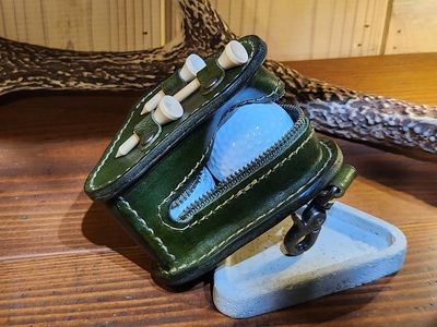 ゴルフボールケース　3個入り（フォレストグリーン） 本革 牛革 ゴルフ ゴルフボール ゴルフ用品 ゴルフボールケース ケース おしゃれ オリジナル レザー職人 手縫い フウネレザーファクトリー [BF