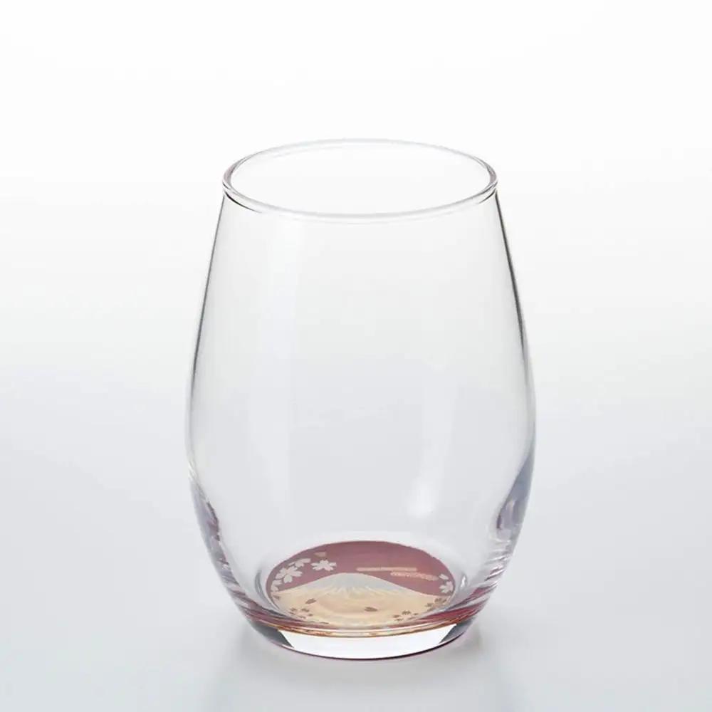 ぬりもん de Verre だるまグラス 蒔絵 富士山 赤