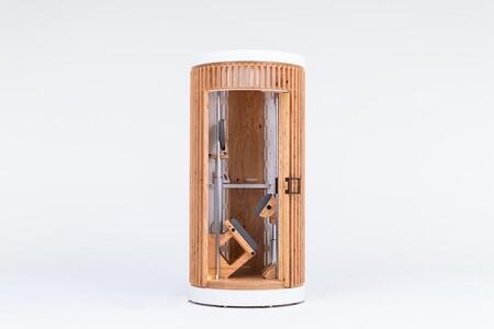 立ったままの姿勢で容易に仮眠がとれる仮眠ボックス「giraffenap Forest」_04214 【 ジラフナップ フォレスト 休息 リラックス リフレッシュ 完全受注生産 カラ松 合板 什器 北海