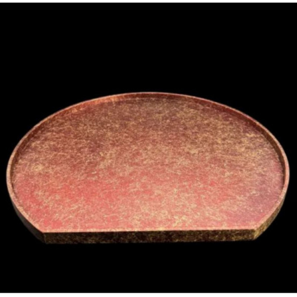 木製 半月トレイ 乱糸（マット仕上げ）赤溜［NF71］