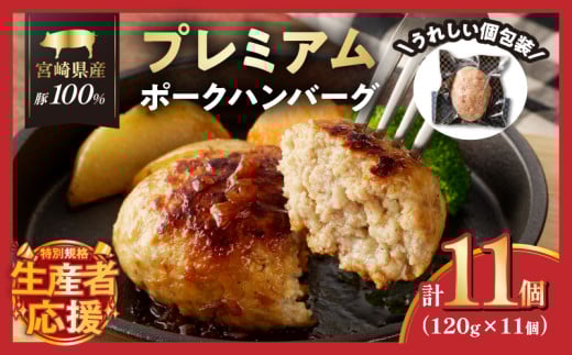 生産者応援！【期間・数量限定特別規格】宮崎県産豚プレミアムハンバーグ(計11個) 肉 豚肉 加工品 惣菜 国産_T001-0101-ZO