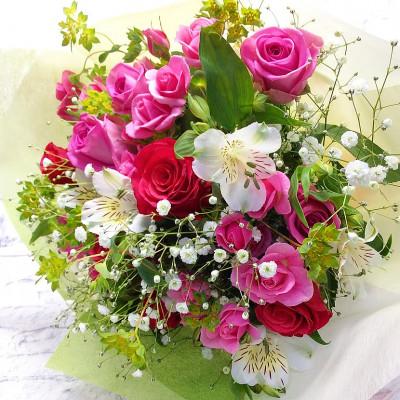 ふるさと納税 須賀川市 産地直送の薔薇【バラの花束　ラウンド】ギフト・贈り物に　ばらの生花