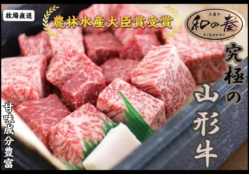農林水産大臣賞受賞 特選 天童牛 和の奏 角切り ステーキ 500g 山形牛