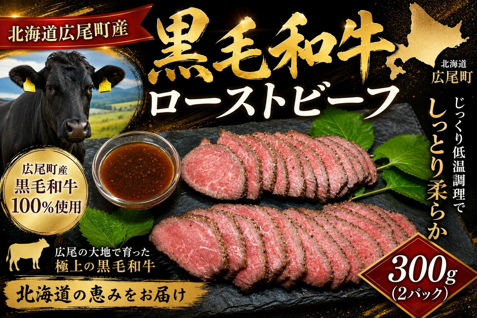 【ふるさと納税】黒毛和牛100％使用　ローストビーフ約200g×2個【ローストビーフ　冷凍　牛肉　和牛　ビーフ　黒毛和牛　個包装　北海道　十勝】(AQ0006)