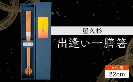 屋久杉　出逢い一膳箸 女性用（22cm）　K042-007_1 薩摩 さつま 鹿児島県 鹿児島市 鹿児島 大人気屋久杉 人気屋久杉 屋久杉 記念 贈り物 ギフト プレゼント 木 木目 杉 屋久島 箸 お箸 出逢い一膳箸 長寿箸 世界遺産 幸せの箸 エコ マイ箸 My箸 持ち歩き