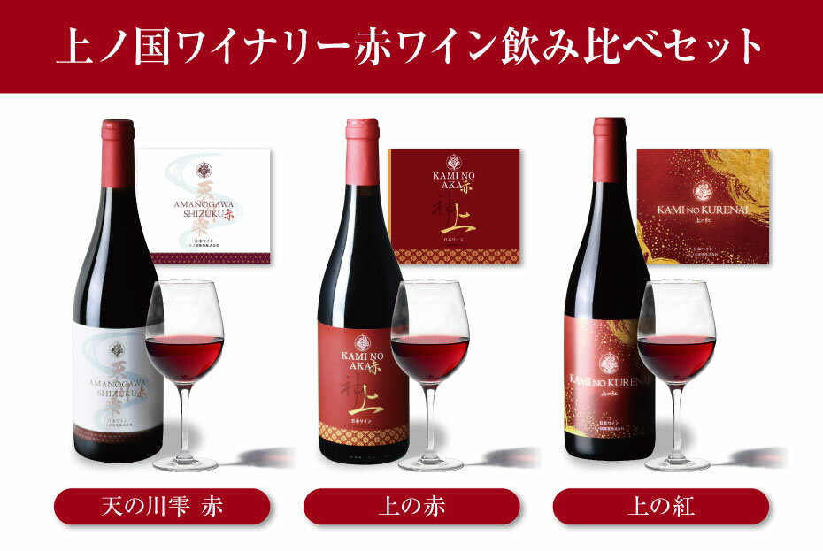 【ふるさと納税】北海道上ノ国町 上ノ国ワイナリー赤ワイン飲み比べセット（上の赤　天の川雫赤　上の紅）各2本　ワイン　赤ワイン　北海道ワイン　WINE　家飲み　お祝い　おうちディナー　お酒　パーティー　高級　ワイン飲み比べ