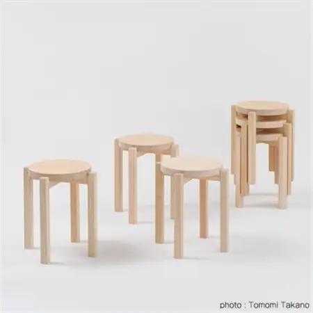 ヒノキのラウンドスツール(ウレタン塗装)　TSUYAMA FURNITURE【1403734】