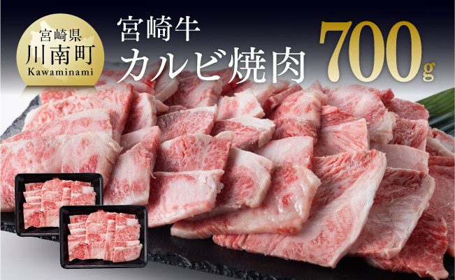 
宮崎牛 カルビ 焼肉 700g (350g×2) 選べる発送月 肉 牛 牛肉 黒毛和牛 BBQ
