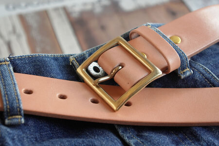E STREET LEATHER グレージングベンズ 4cm幅 極厚レザーベルト ナチュラル（40インチ 101.5cm) 【star008-6-01】