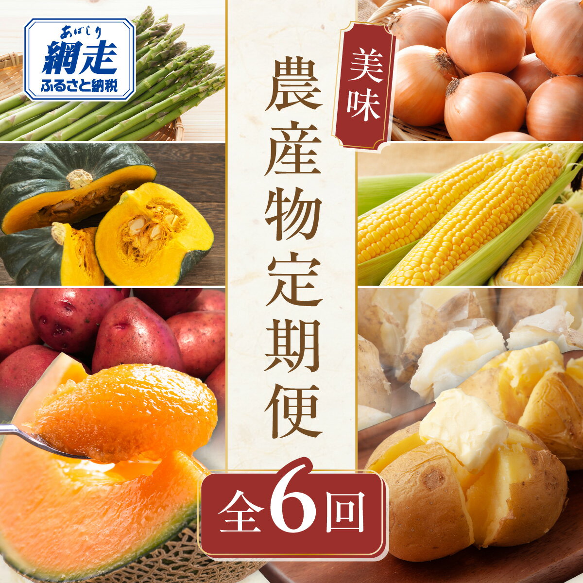 【ふるさと納税】【定期便6回】網走美味農産物定期便「年6回お届け」（網走加工） 【 ふるさと納税 人気 おすすめ ランキング じゃがいも 男爵 メークイン アスパラ メロン とうもろこし 北あかり 南瓜 玉ねぎ 野菜 定期便 オホーツク 北海道 網走市 送料無料 】 ABAO1026