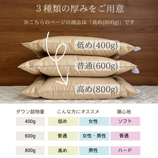＜京都金桝＞ダウンの枕 <Just>　800g