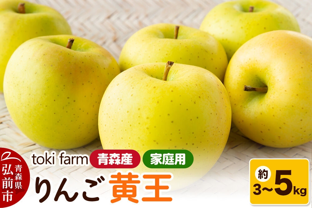 
                  【26年8月～クール便発送】りんご 黄王（きおう）【選べる約 3／5kg】家庭用 toki farm [クール便 アップル おいしい りんご 果実 果物 美味 林檎 青森県 弘前市]
                